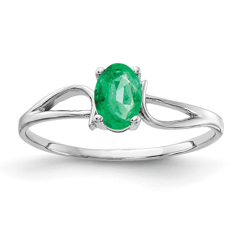 14k White Gold 6x Oval Emerald ring