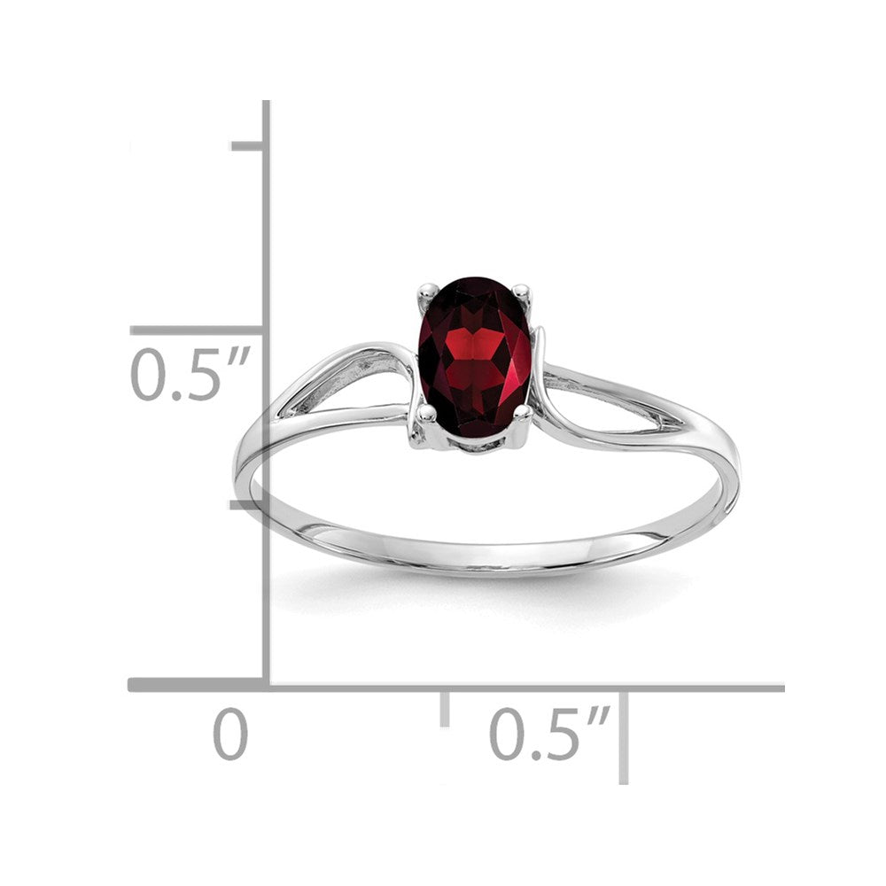 14k White Gold 6x Oval Garnet Ring