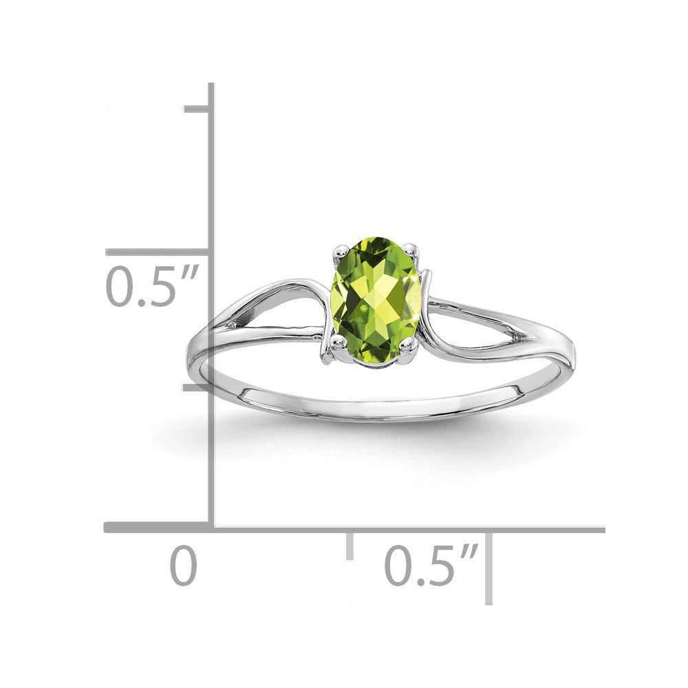 14k White Gold 6x Oval Peridot ring