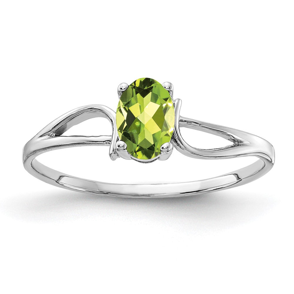 14k White Gold 6x Oval Peridot ring
