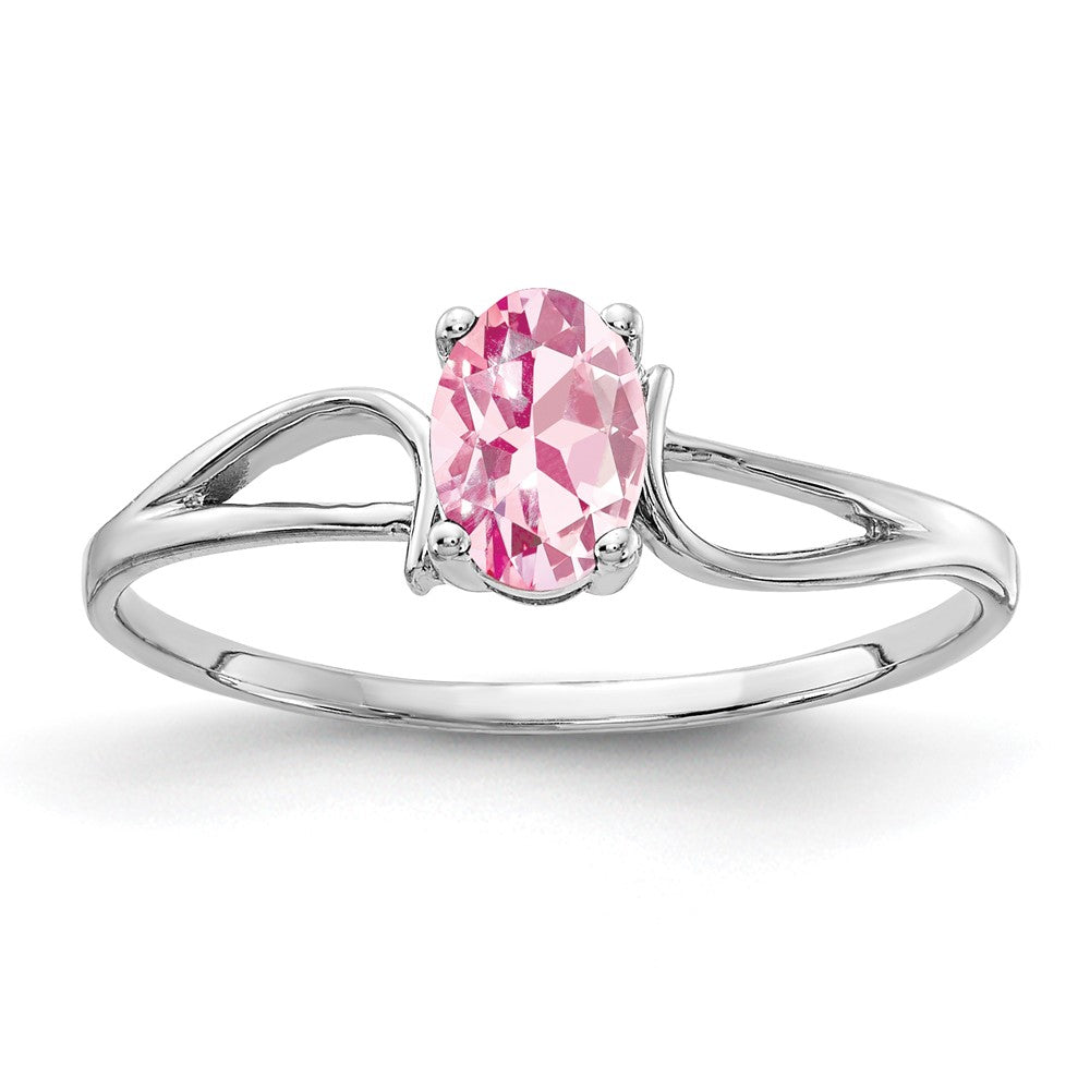 14k White Gold 6x Oval Pink Tourmaline Ring