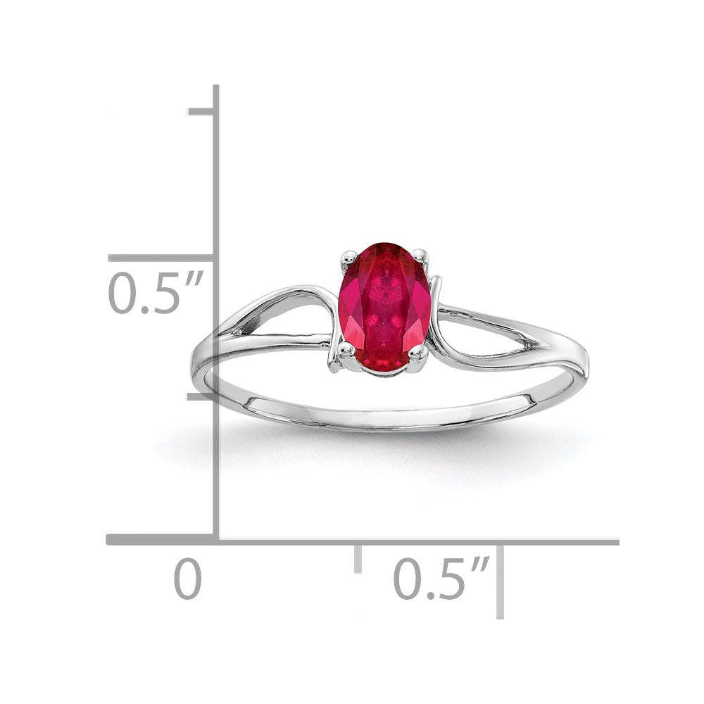 14k White Gold 6x Oval Ruby ring