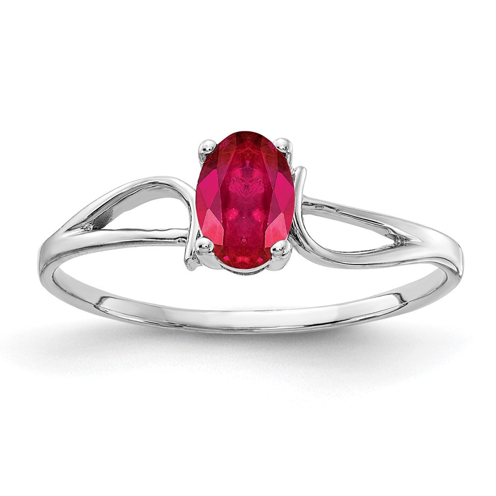 14k White Gold 6x Oval Ruby ring