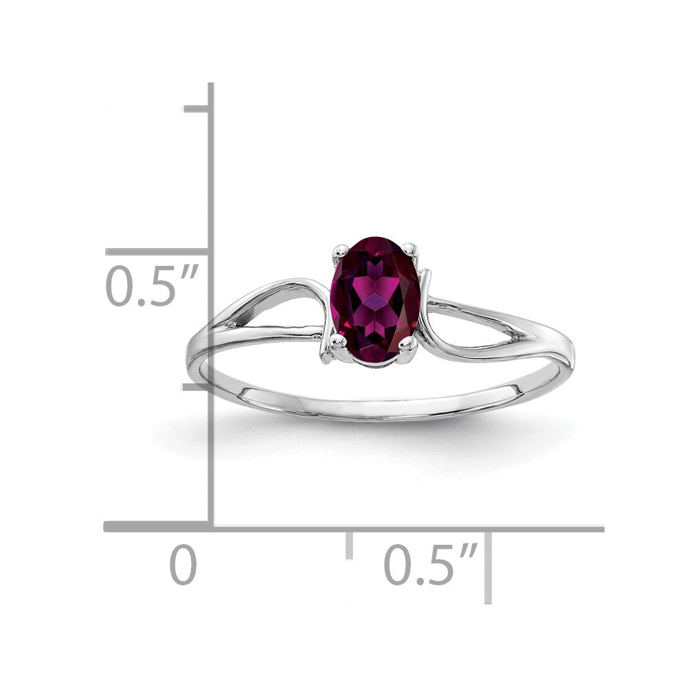 14k White Gold 6x Oval Rhodolite Garnet ring