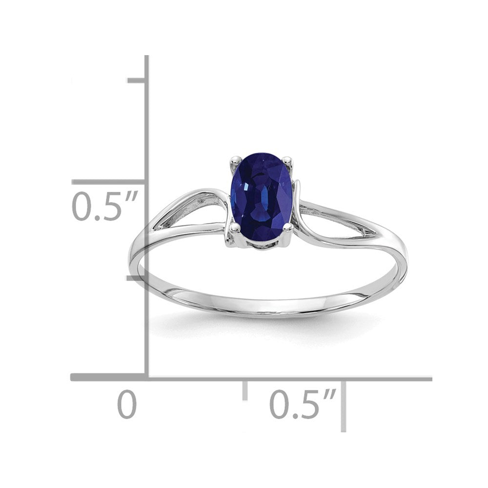 14k White Gold 6x Oval Blue Sapphire Ring