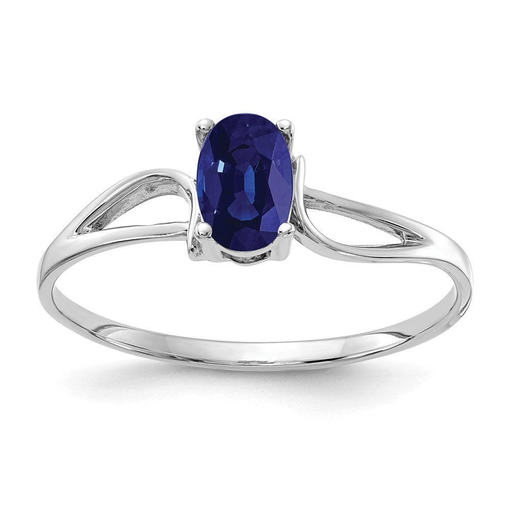 14k White Gold 6x Oval Blue Sapphire Ring