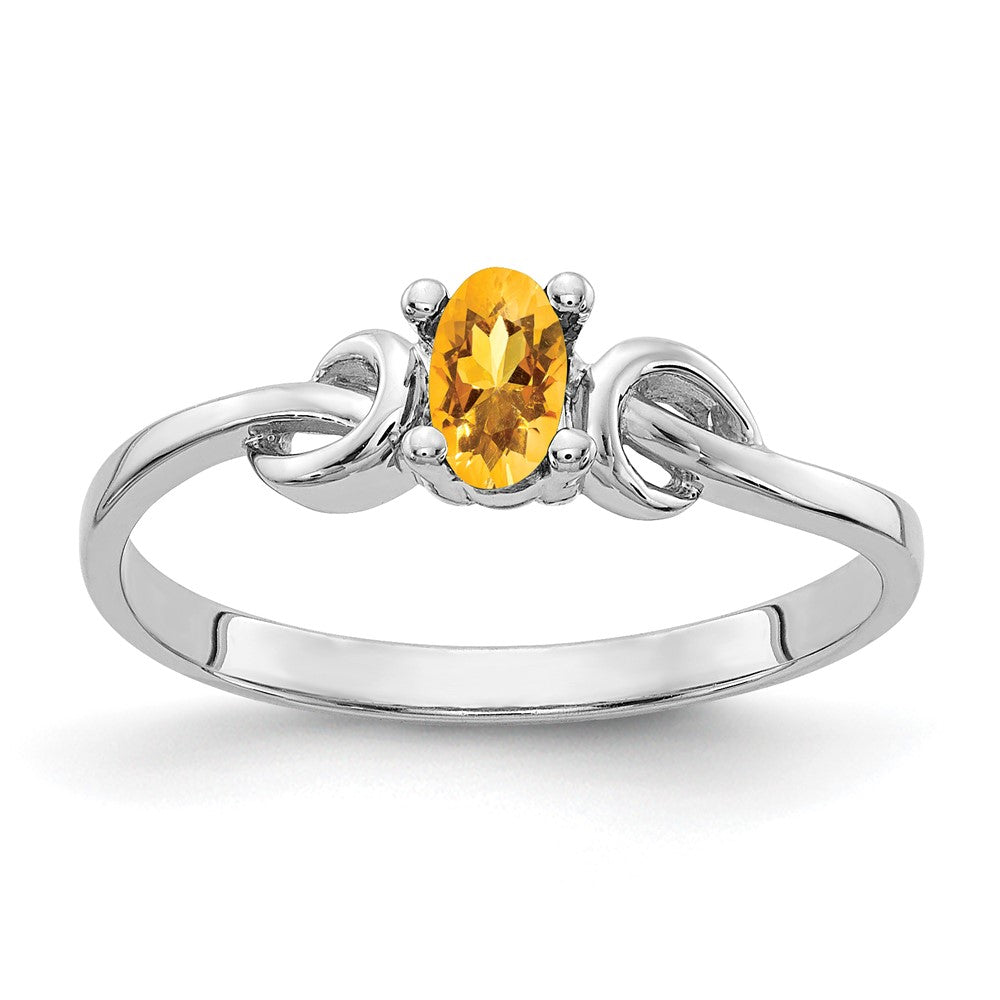 14k White Gold 5x Oval Citrine ring