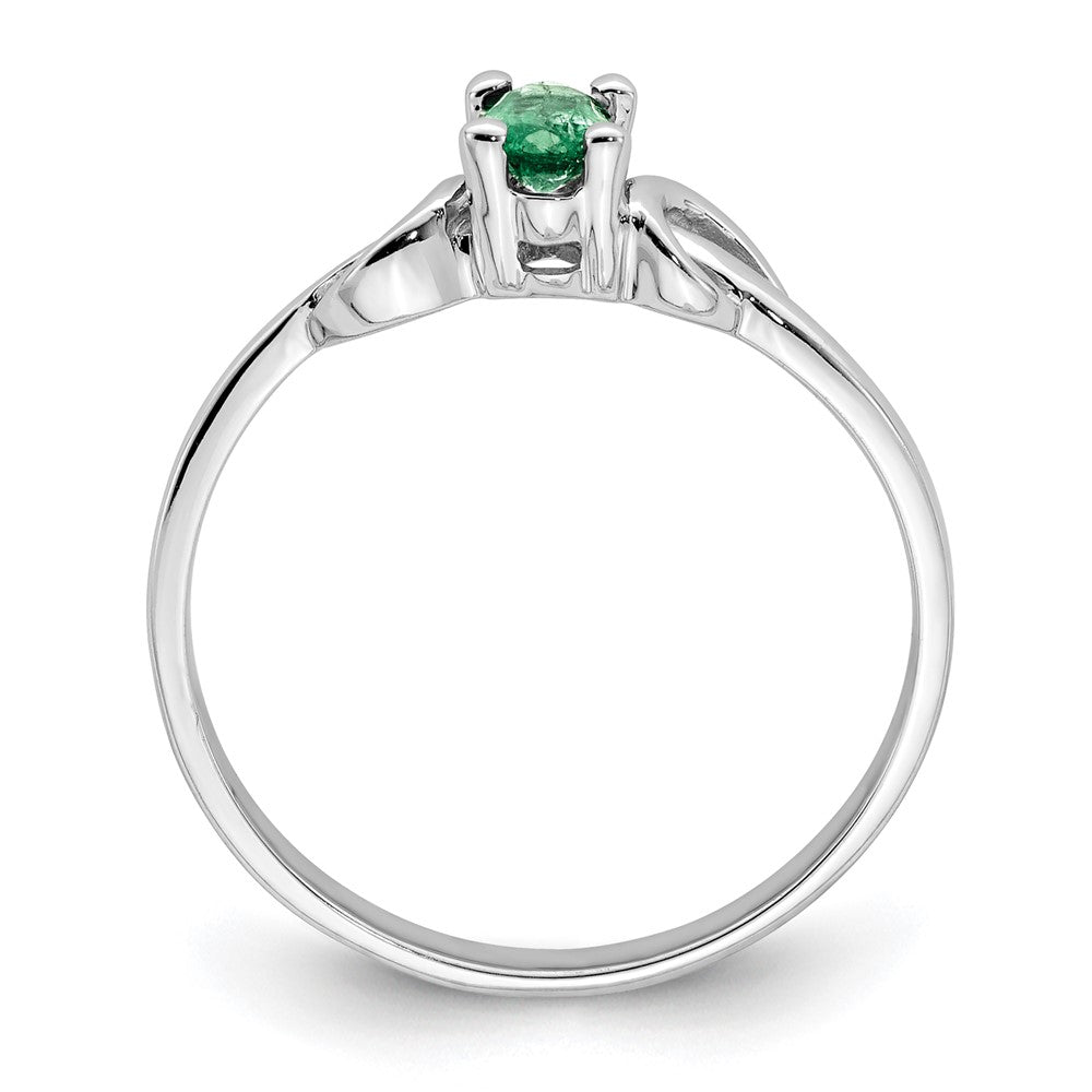 14k White Gold 5x Oval Emerald Knot Ring