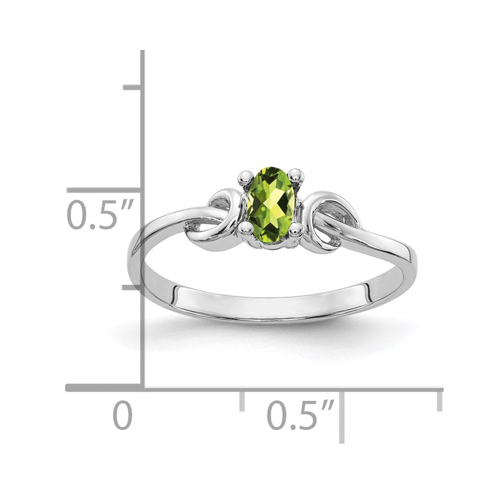 14k White Gold 5x Oval Peridot Knot Ring
