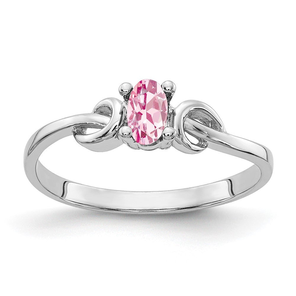 14k White Gold 5x Oval Pink Tourmaline Ring