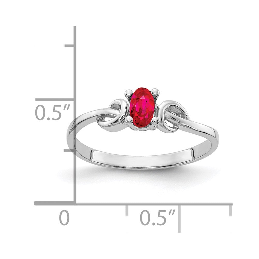 14k White Gold 5x Oval Ruby Knot Ring