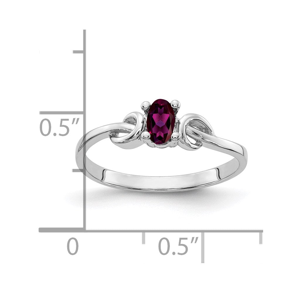 14k White Gold 5x Oval Rhodolite Garnet ring