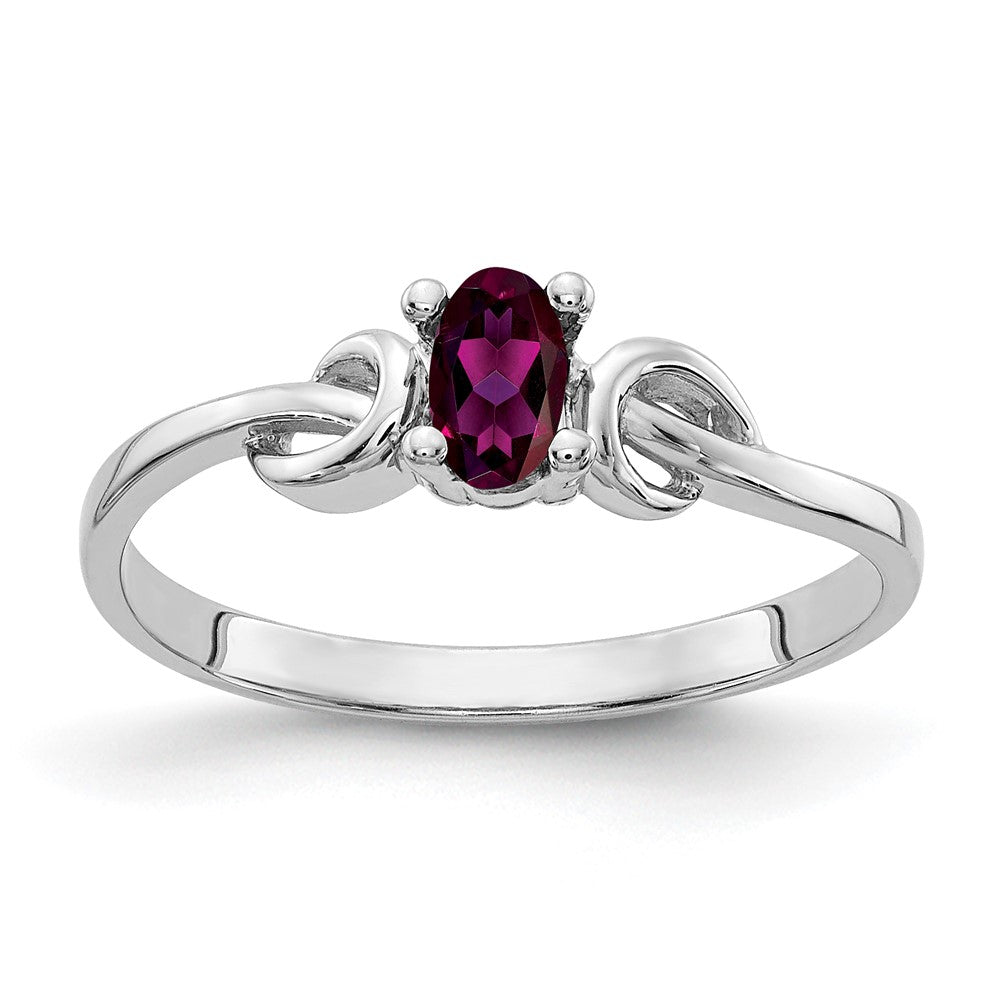 14k White Gold 5x Oval Rhodolite Garnet ring