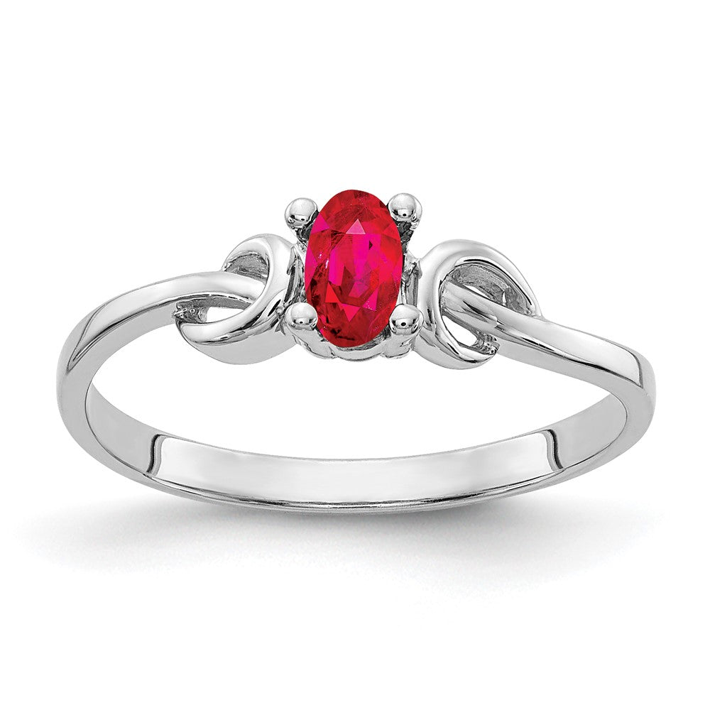 14k White Gold 5x Oval Ruby Knot Ring