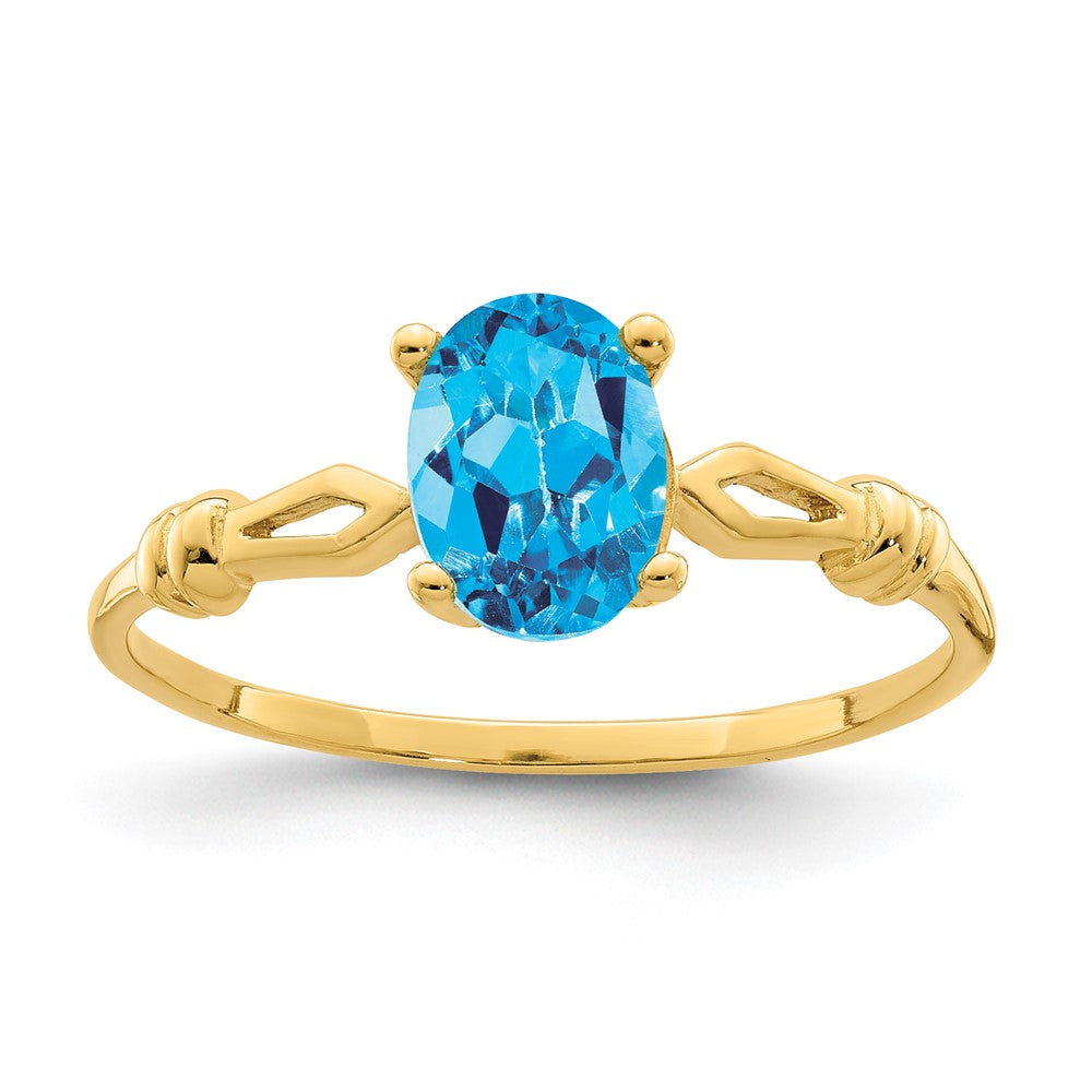 14k 7x Oval Blue Topaz ring