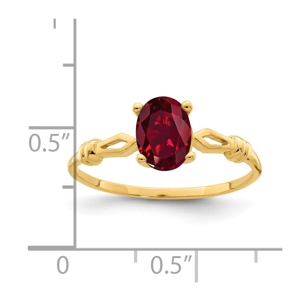 14k 7x Oval Lab-Created Ruby Ring