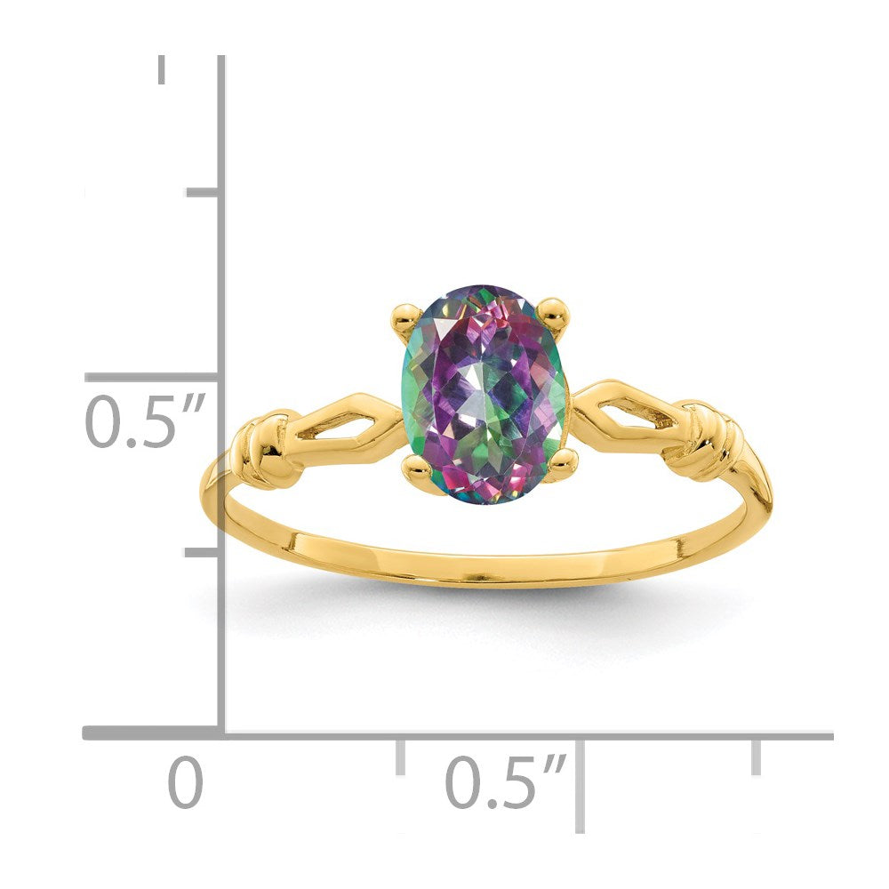 14k 7x Oval Mystic Fire Topaz Ring