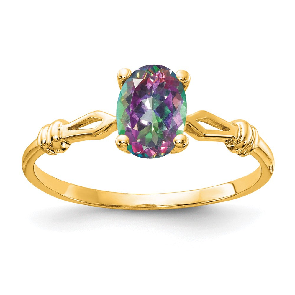 14k 7x Oval Mystic Fire Topaz Ring