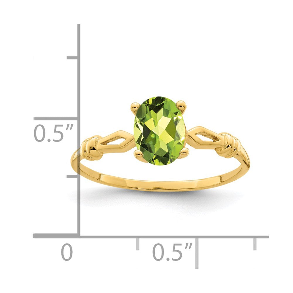 14k 7x Oval Peridot Ring