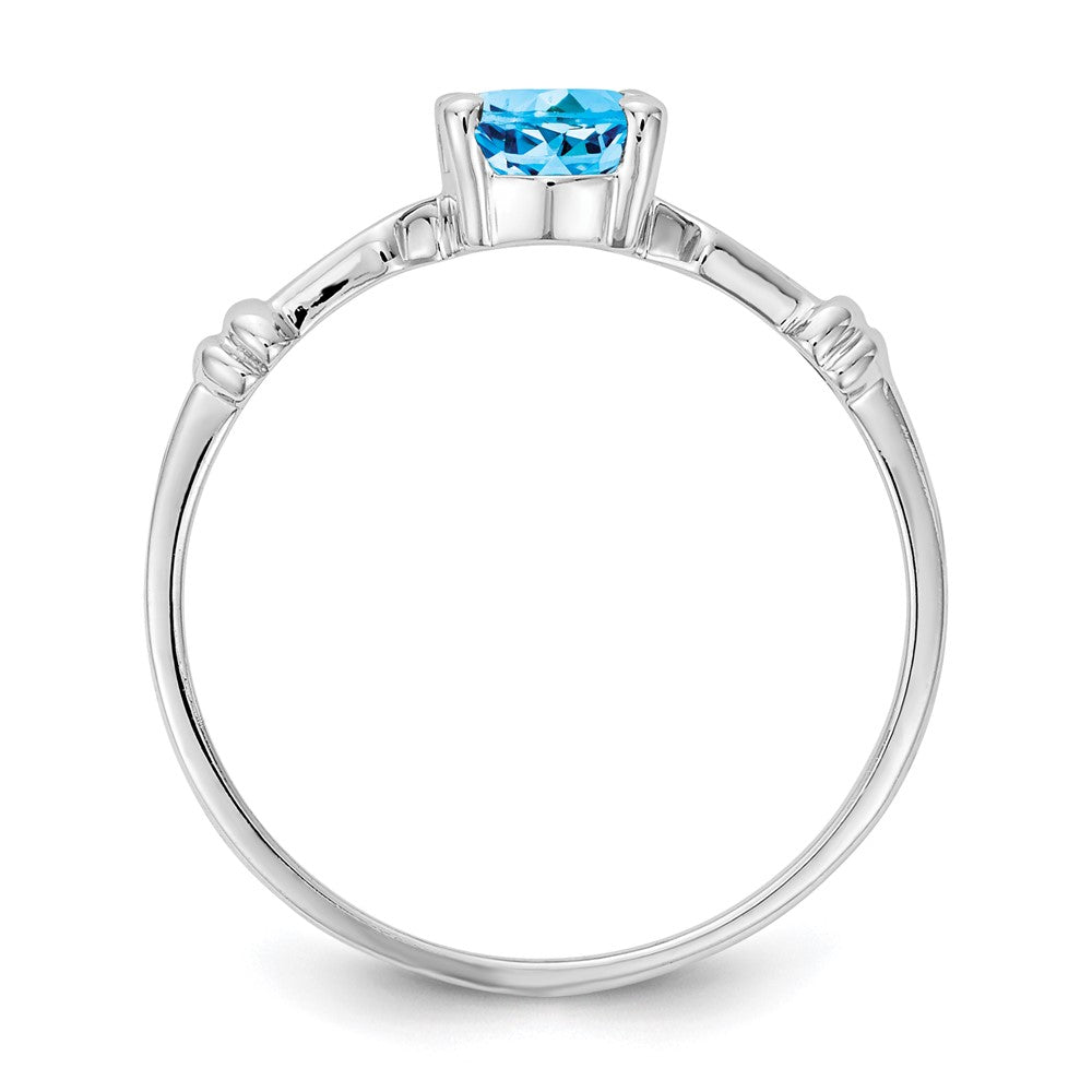 14k White Gold 7x Oval Blue Topaz Ring