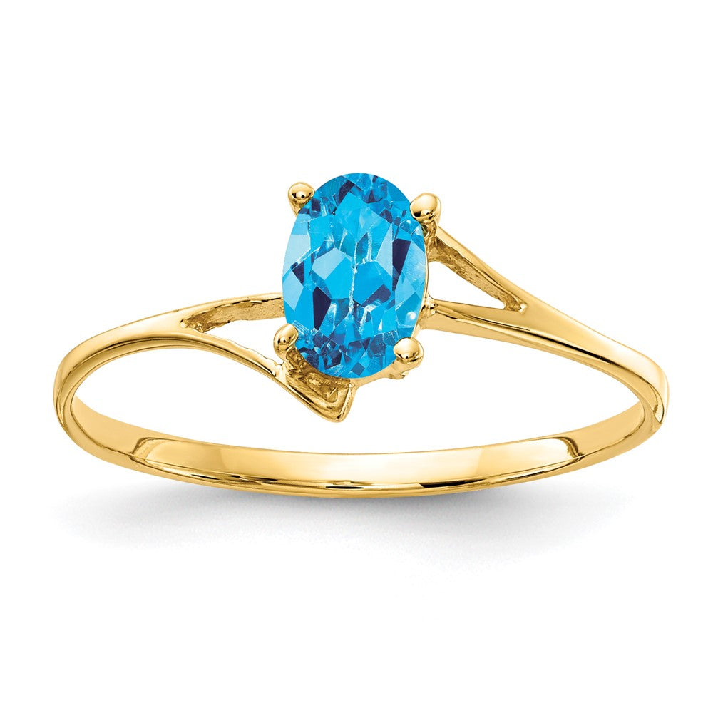 14k 6x Oval Blue Topaz ring