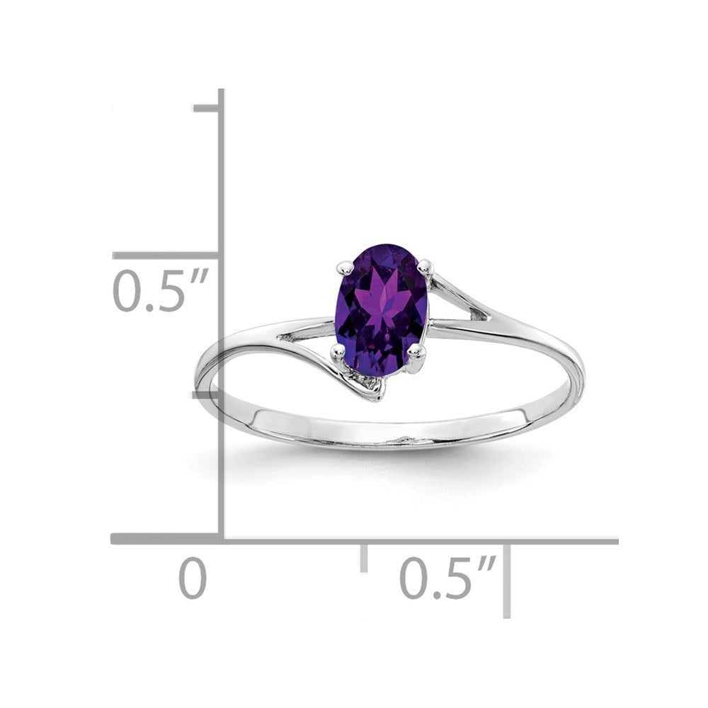 14k White Gold 6x Oval Amethyst ring