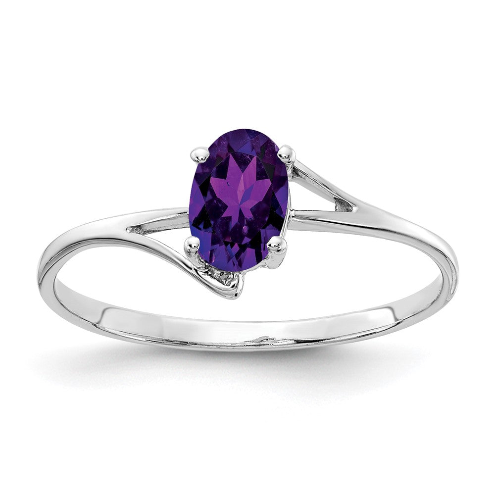14k White Gold 6x Oval Amethyst ring