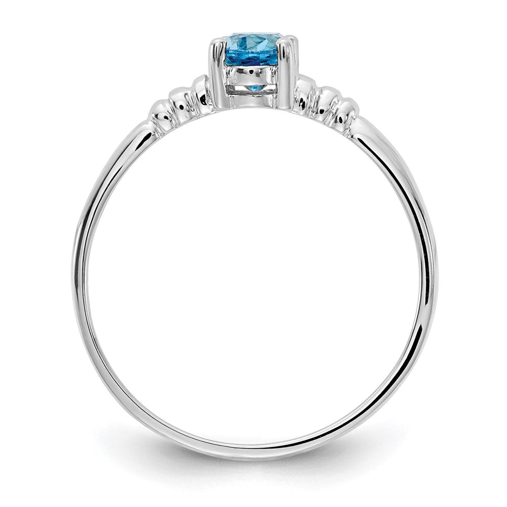 14k White Gold 6x Oval Blue Topaz ring
