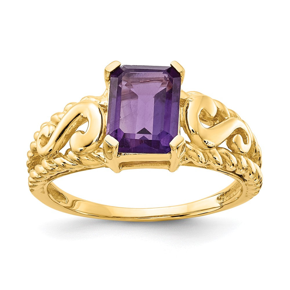 14k 8x Emerald Cut Amethyst ring