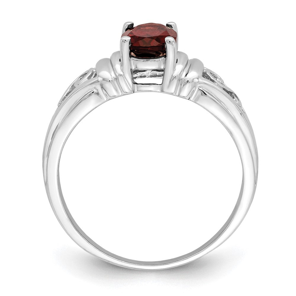 14k White Gold 7x Oval Garnet Filigree Ring
