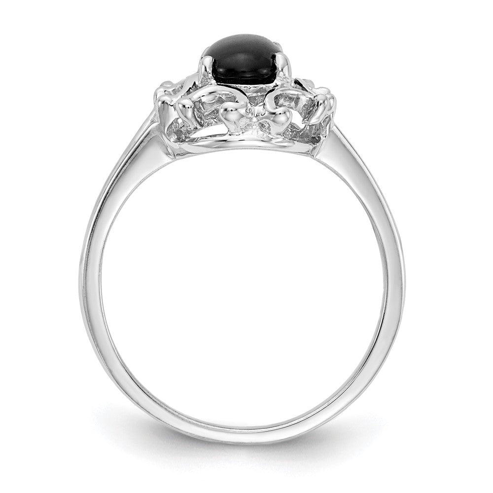 14k White Gold 7x Oval Onyx Ring