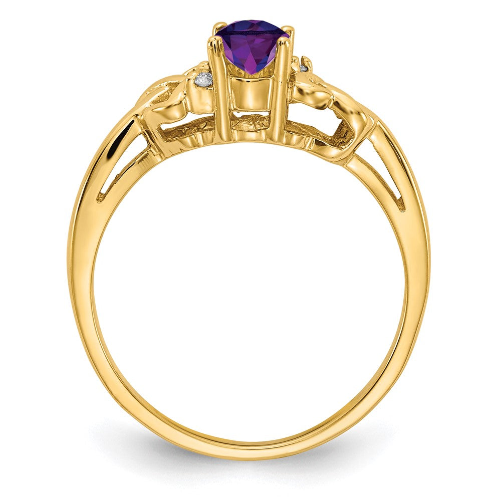 14k 6x Oval Amethyst and AA Diamond Ring