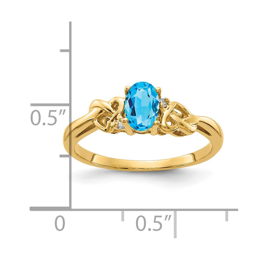 14k 6x Oval Blue Topaz A Diamond ring