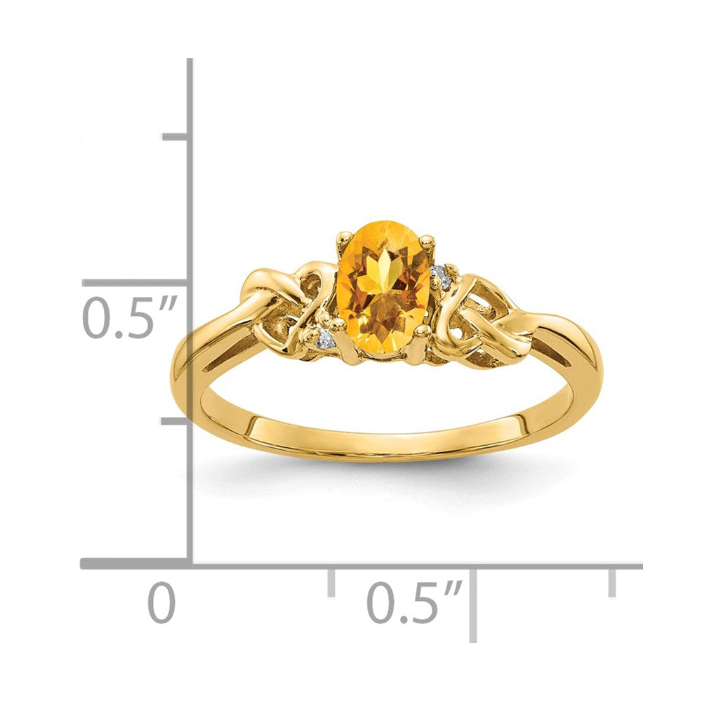 14k 6x Oval Citrine A Diamond ring