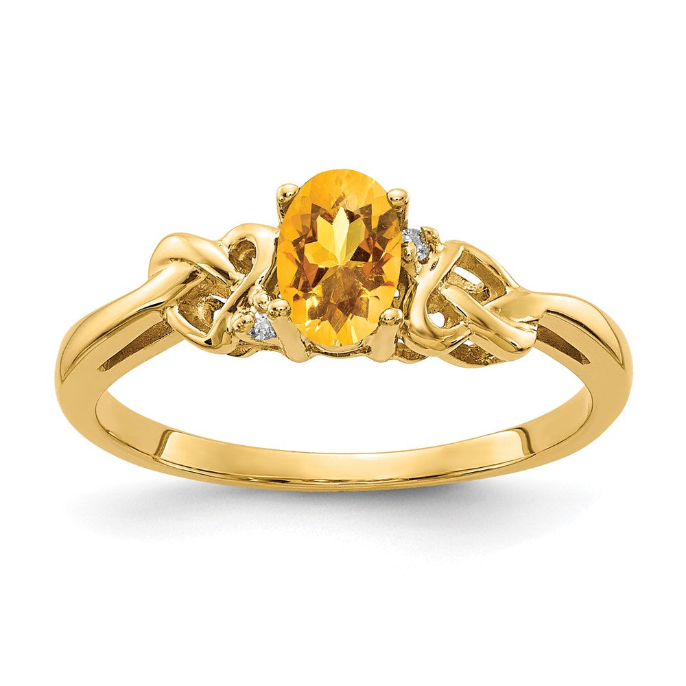 14k 6x Oval Citrine A Diamond ring