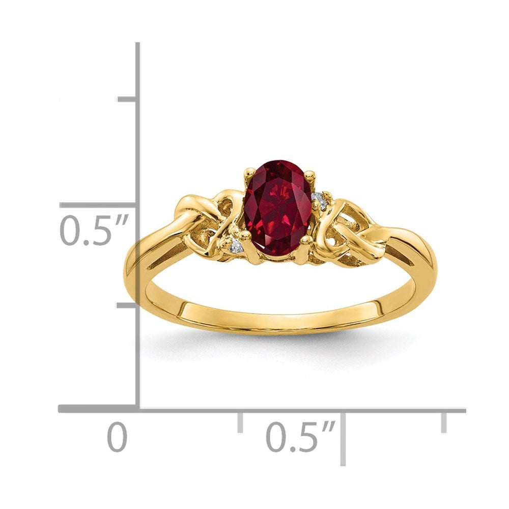 14k 6x Oval Created Ruby A Diamond ring