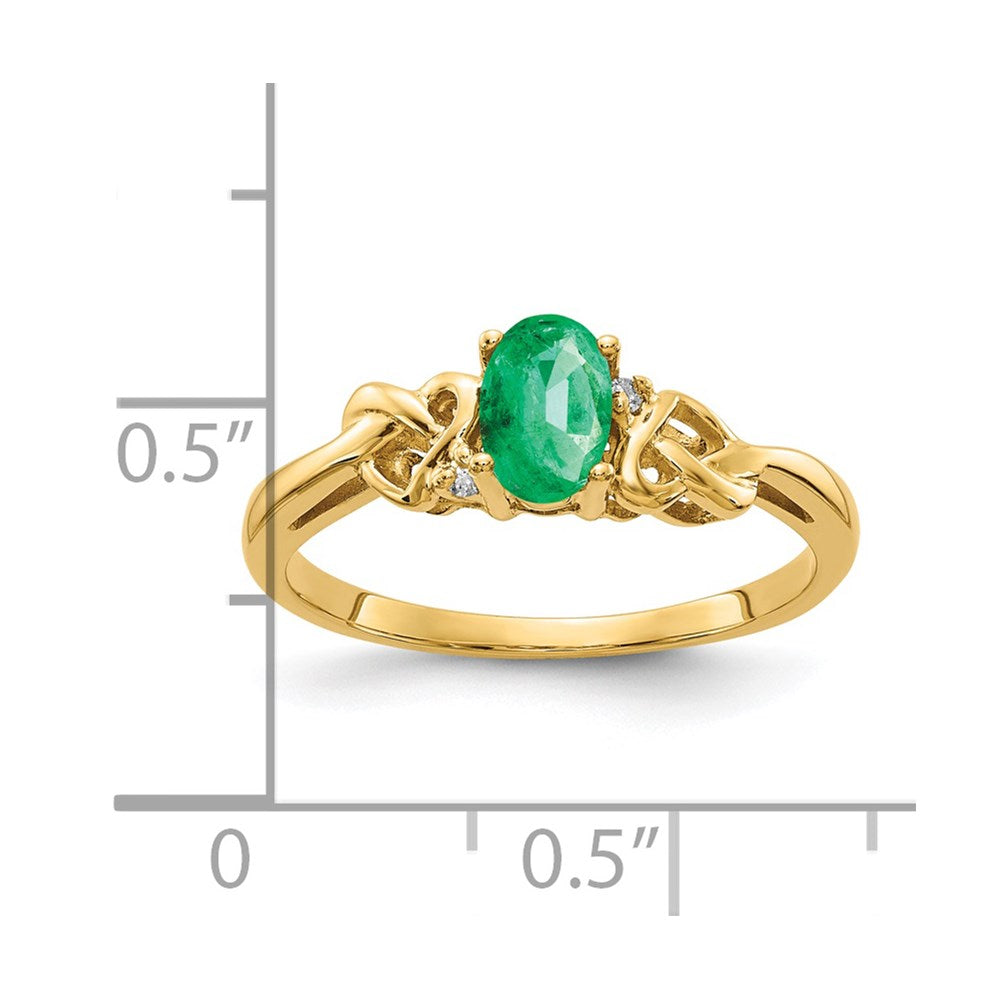 14k 6x Oval Emerald A Diamond ring