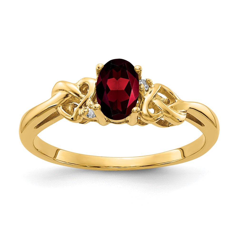 14k 6x Oval Garnet A Diamond ring