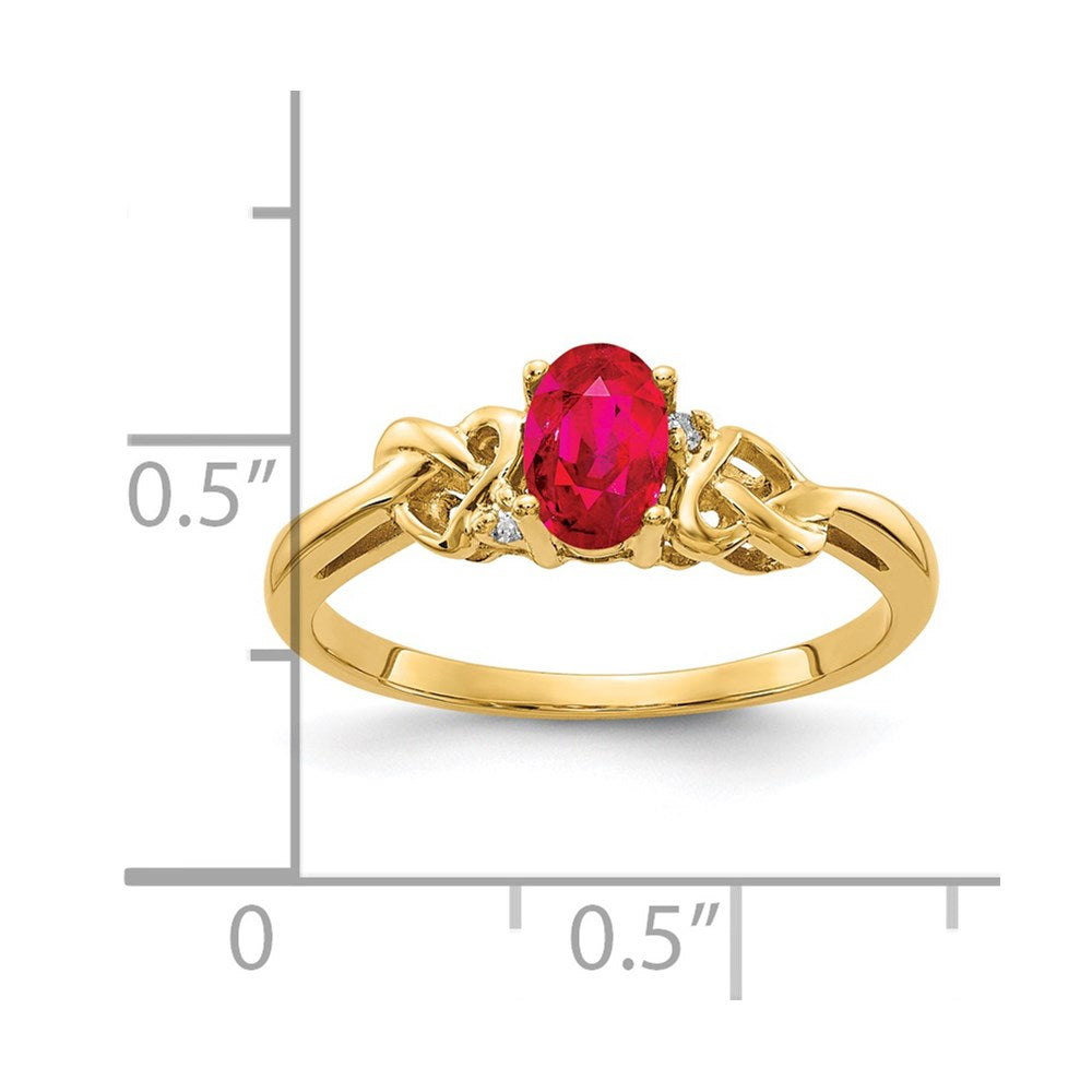 14k 6x Oval Ruby A Diamond ring