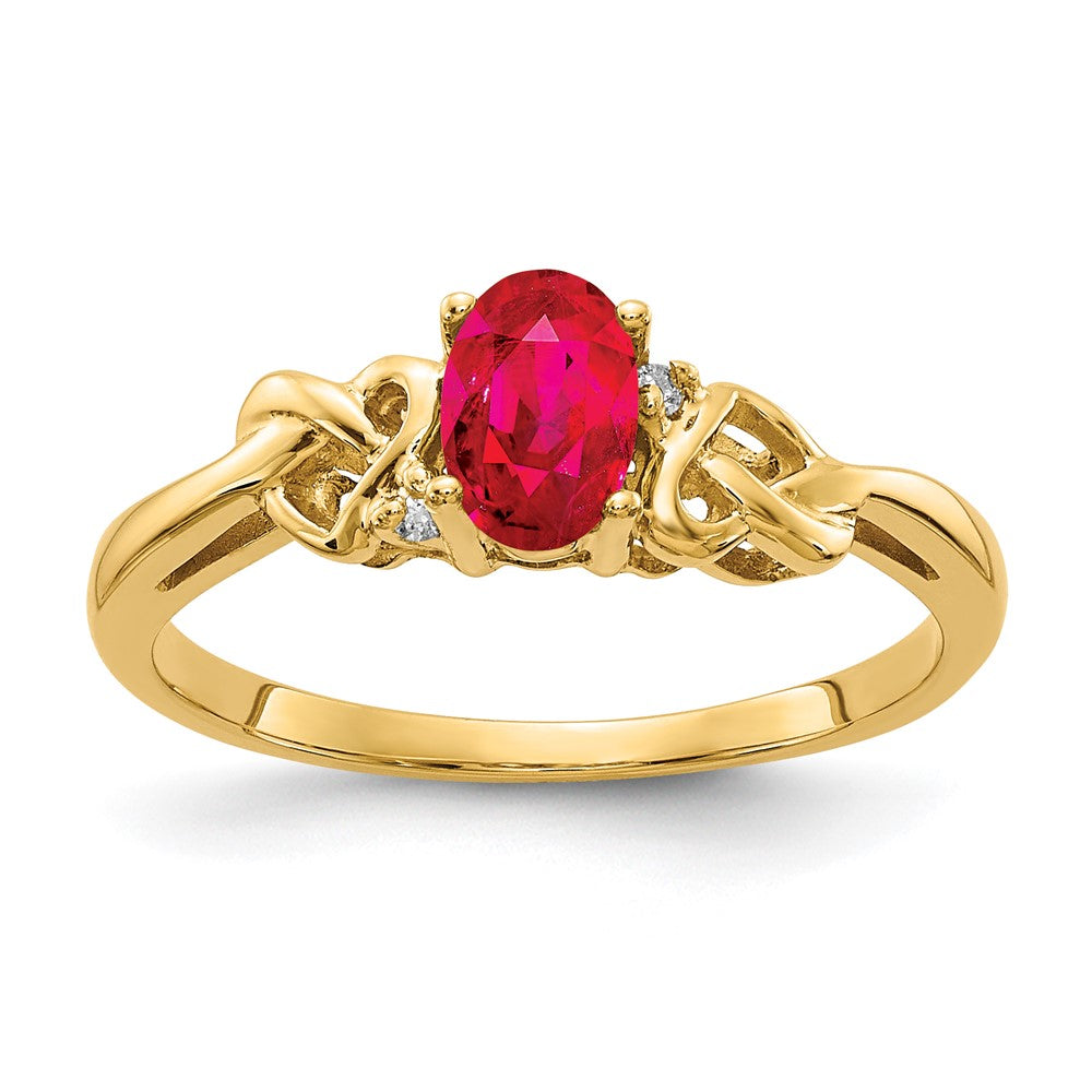 14k 6x Oval Ruby A Diamond ring