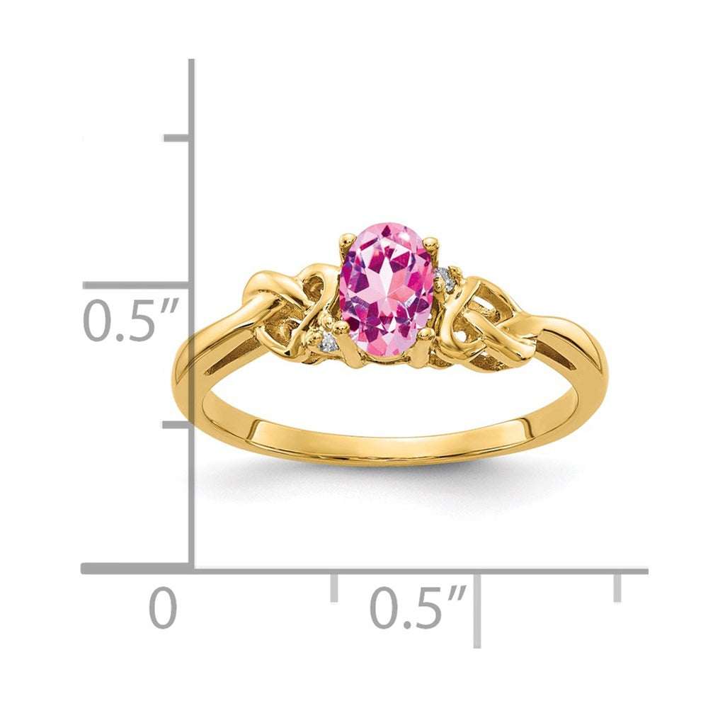 14k 6x Oval Pink Sapphire A Diamond ring