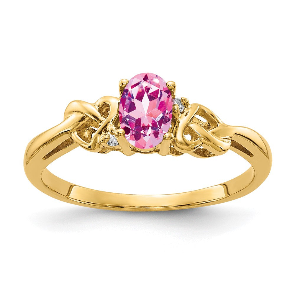 14k 6x Oval Pink Sapphire A Diamond ring