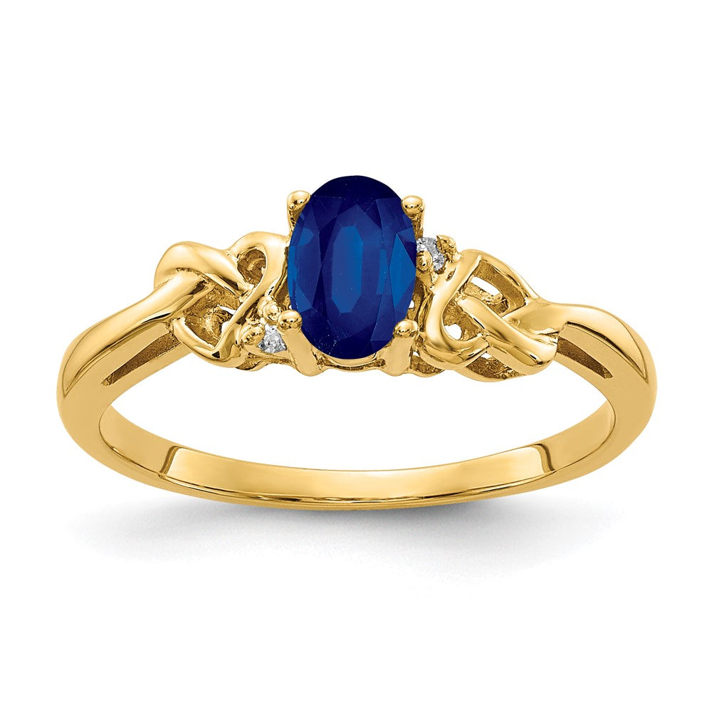 14k 6x Oval Sapphire A Diamond ring