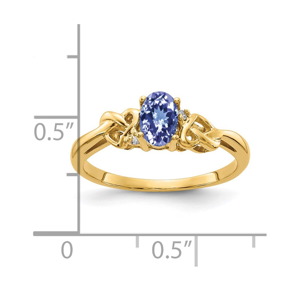 14k 6x Oval Tanzanite and AAA Diamond Ring