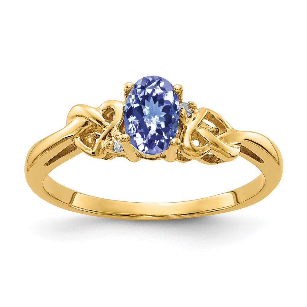 14k 6x Oval Tanzanite and AAA Diamond Ring