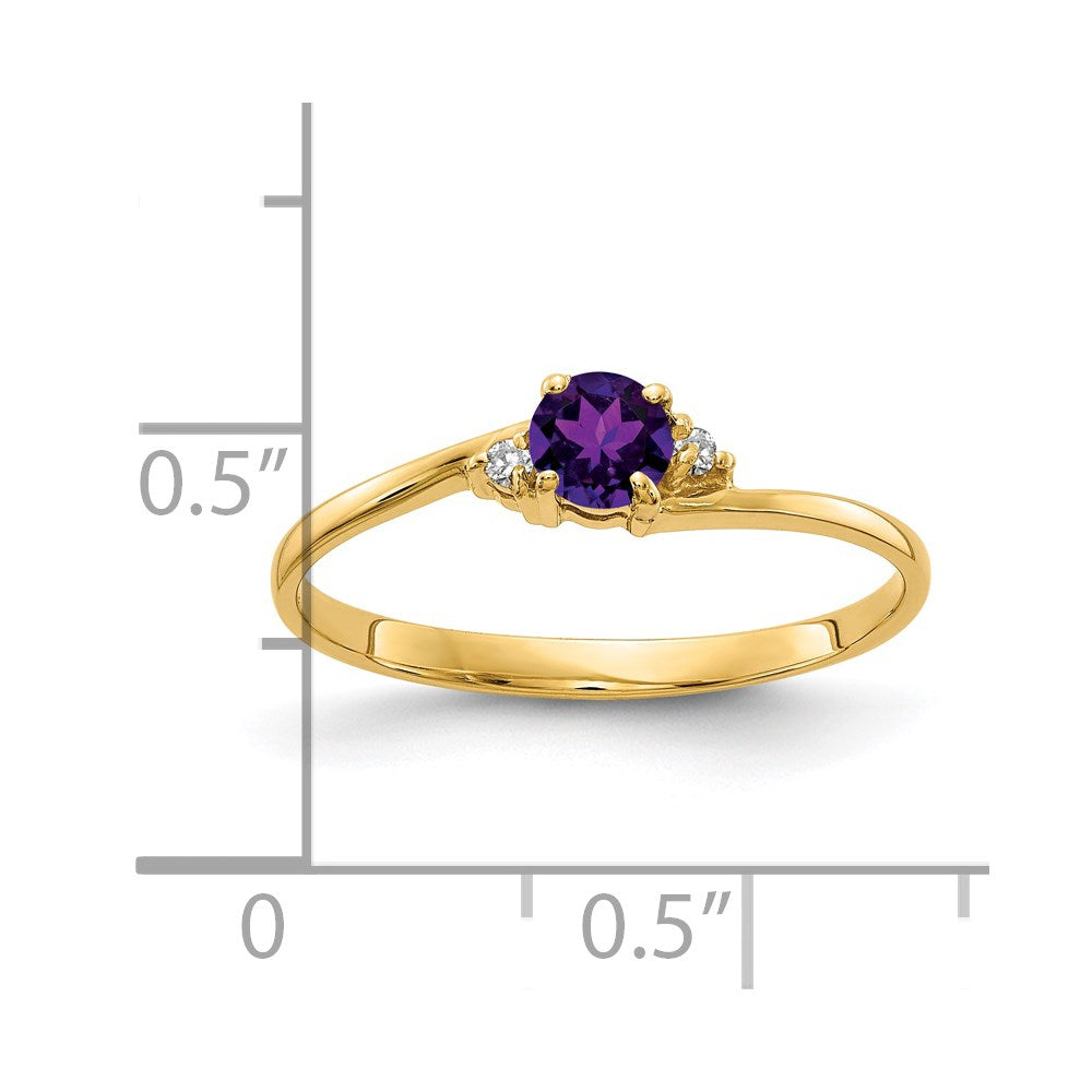 14k Round Amethyst and AAA Diamond Ring