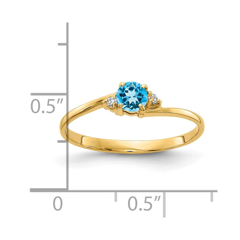 14k Blue Topaz A Diamond ring