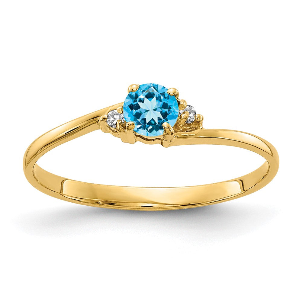 14k Blue Topaz A Diamond ring