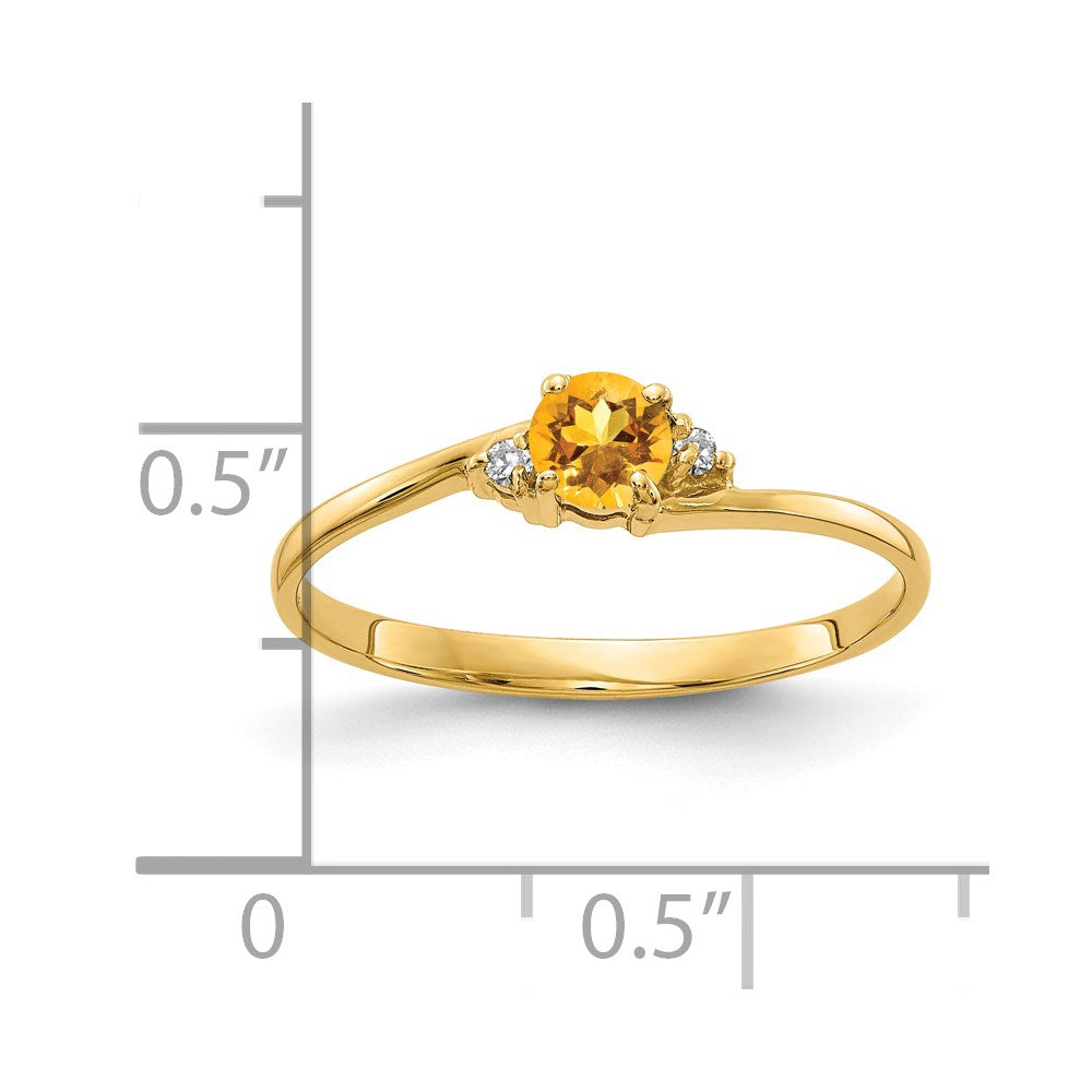 14k Citrine AA Diamond ring