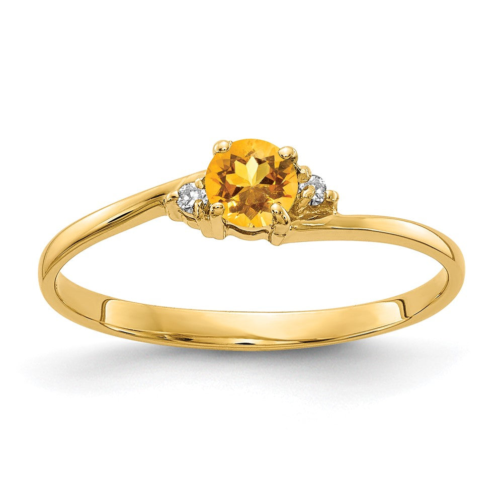 14k Citrine A Diamond ring
